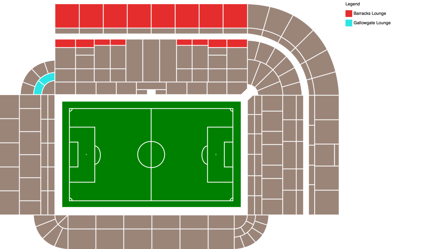 Plattegrond van St James' Park met de beschikbare categorieën