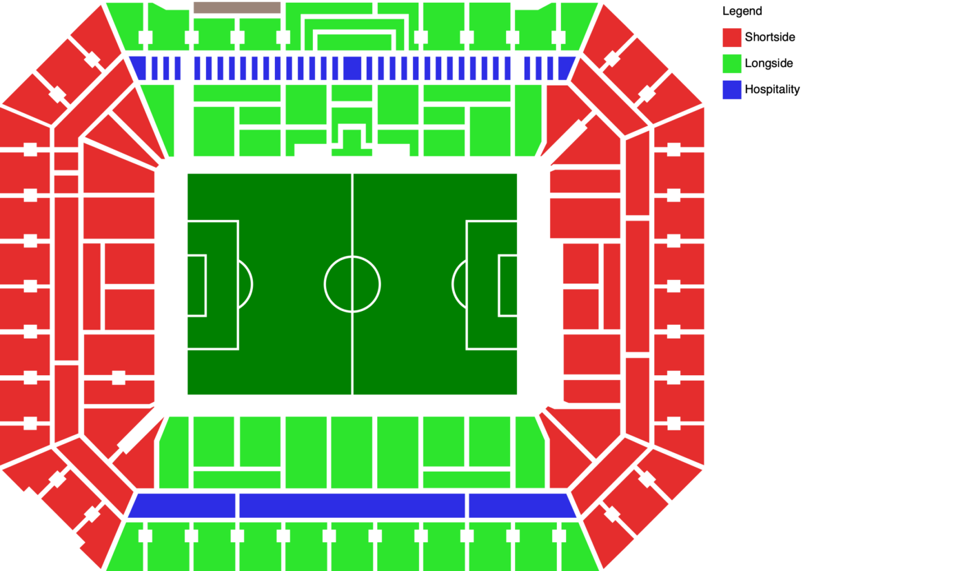 Plattegrond van Estadi Cornellà-El Prat met de beschikbare categorieën
