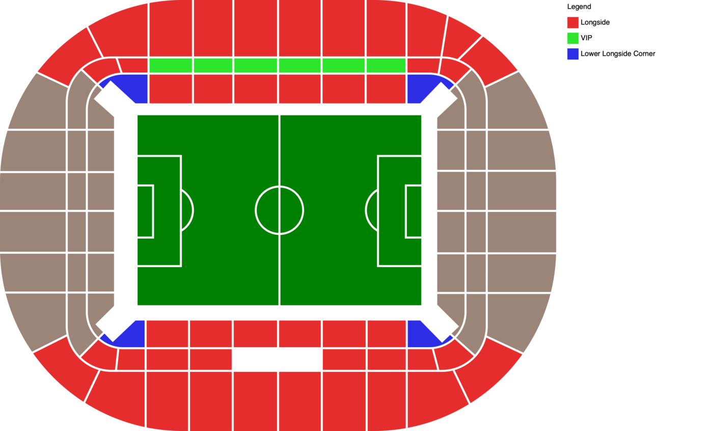 Plano de San Mamés Stadium con las categorías disponibles