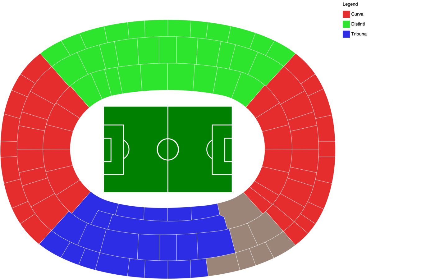 Plano de Stadio Diego Armando Maradona con las categorías disponibles