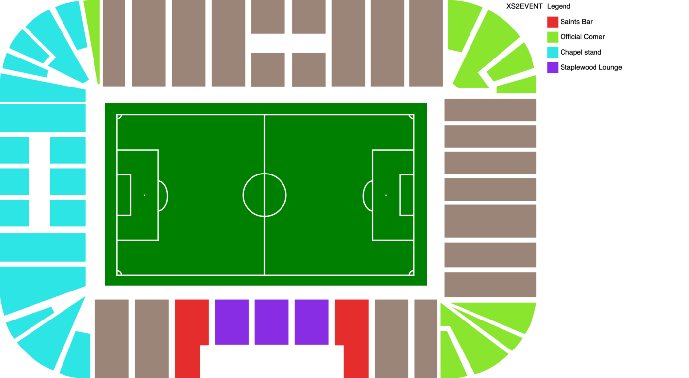 Plattegrond van St. Mary's Stadium met de beschikbare categorieën