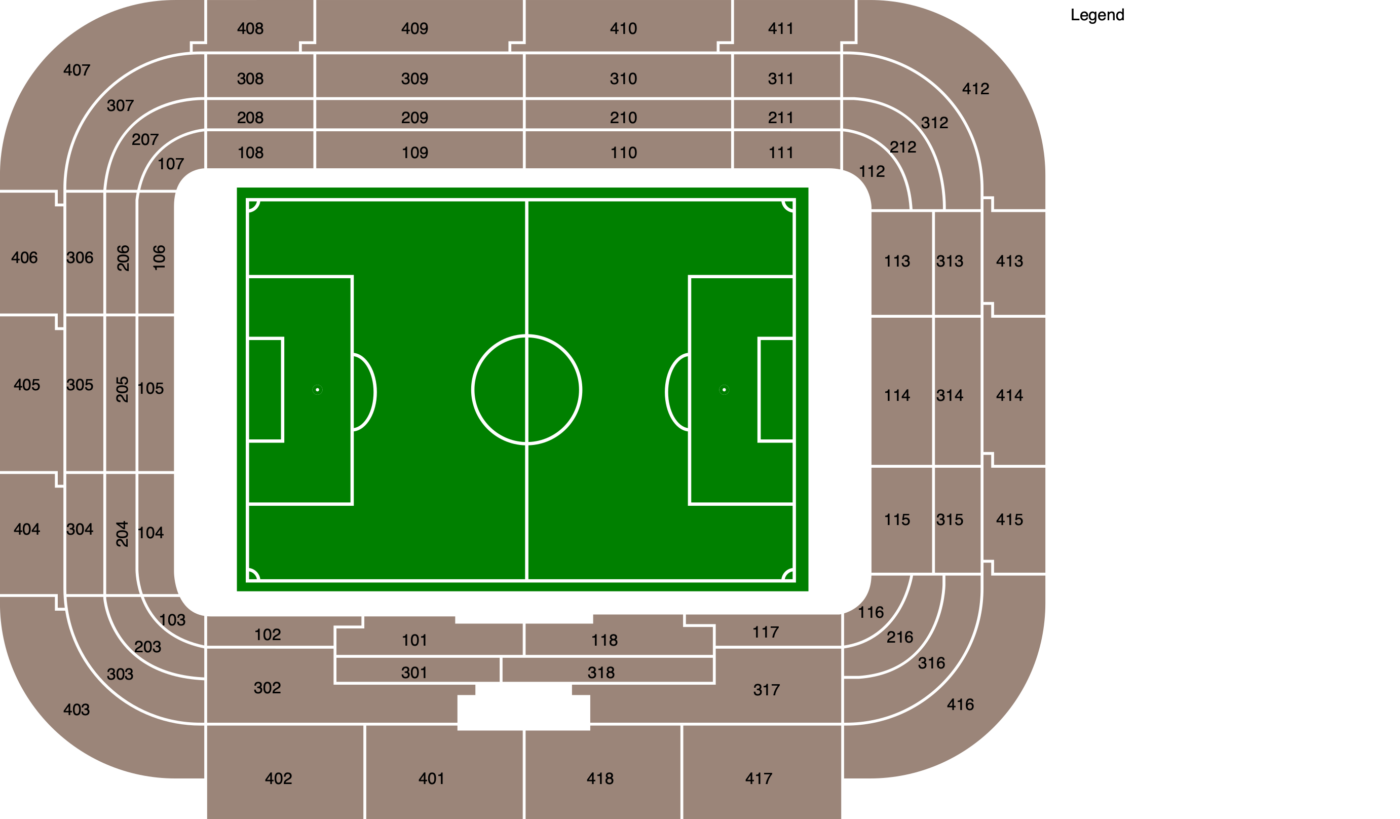 Plano de Estadio El Sadar con las categorías disponibles