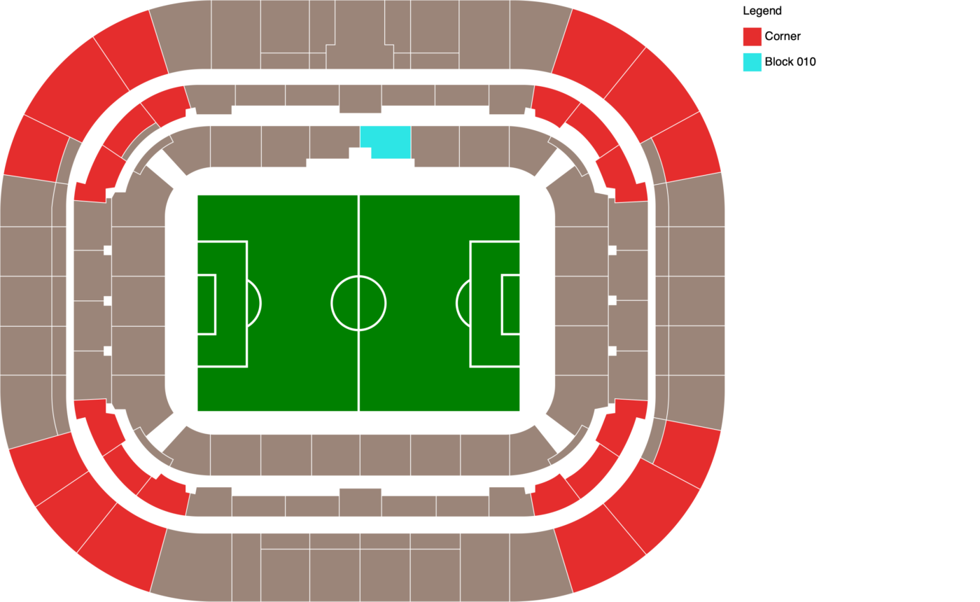 Plano de Parc Olympique Lyonnais con las categorías disponibles