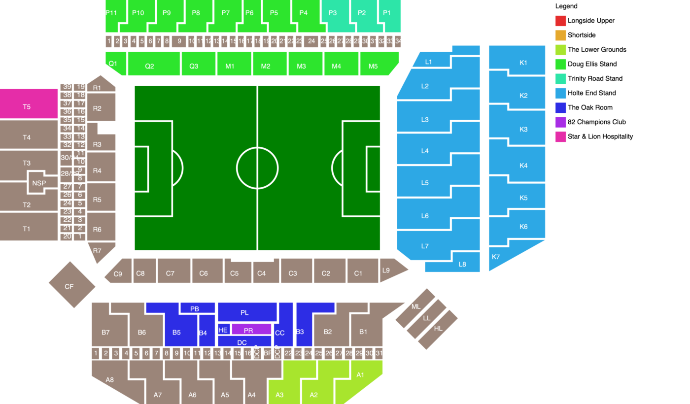 Plano de Villa Park con las categorías disponibles
