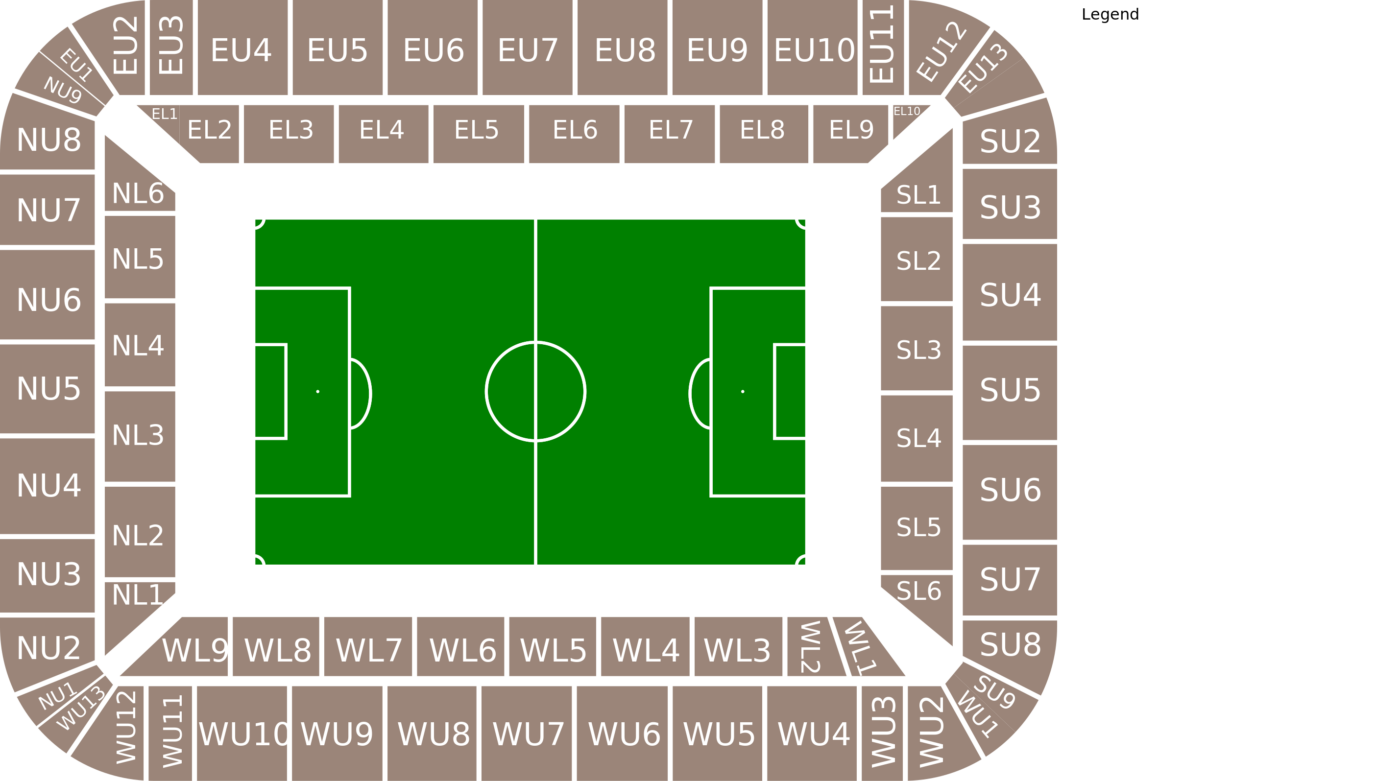 Plano de Swansea.com Stadium con las categorías disponibles
