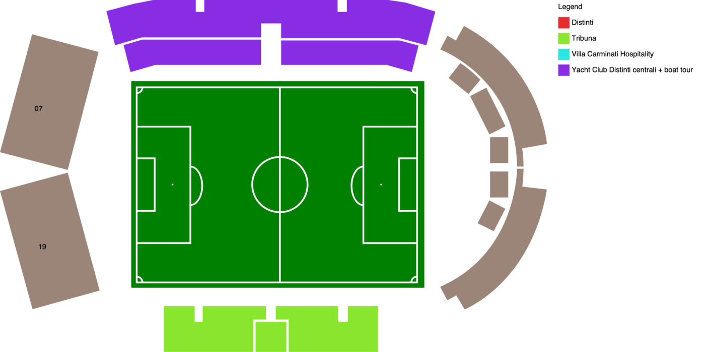 Plano de Stadio Giuseppe Sinigaglia con las categorías disponibles