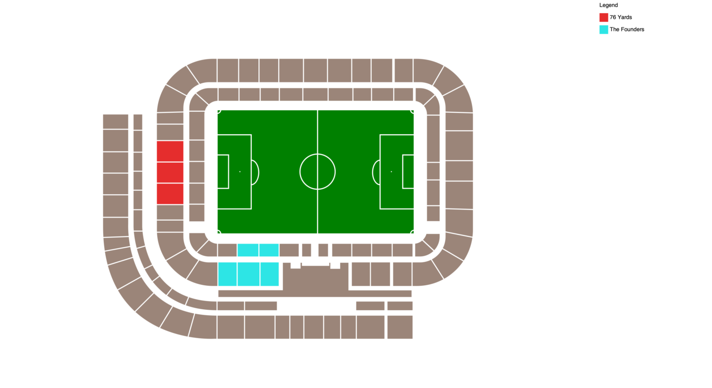 Seating plan of Stadium of Light showing the available categories