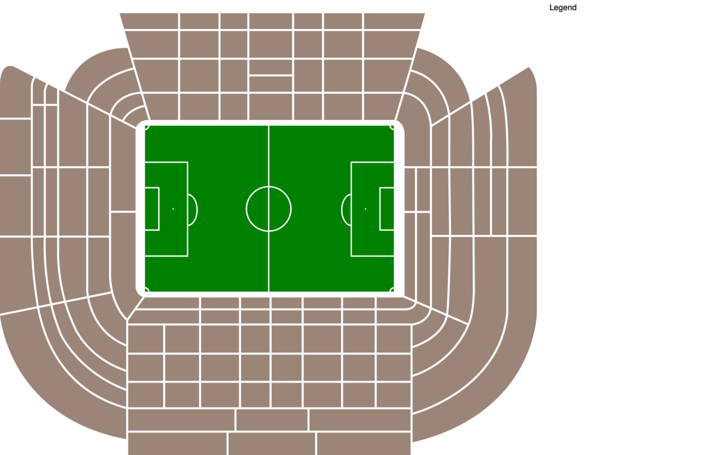 Seating plan of Estadio Mestalla showing the available categories