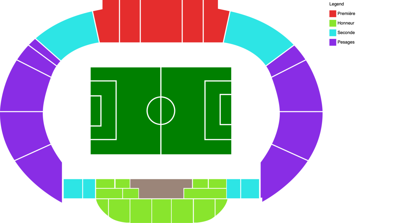Plano de Stade Louis II con las categorías disponibles