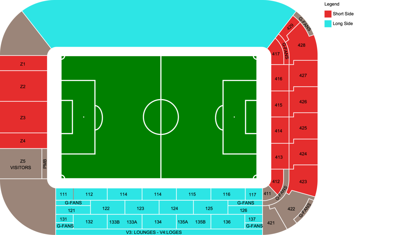Plano de Bosuilstadion con las categorías disponibles