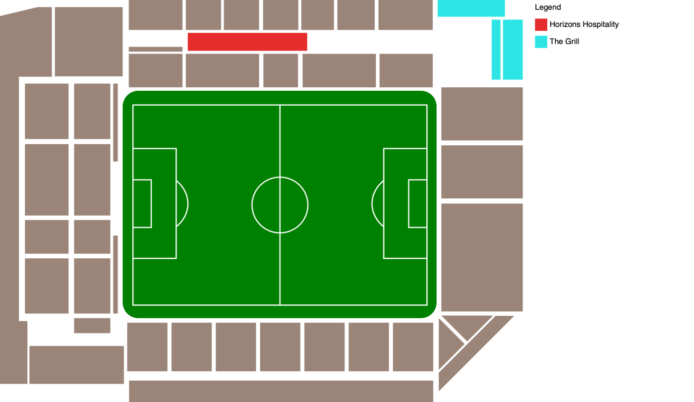 Plano de Vicarage Road con las categorías disponibles