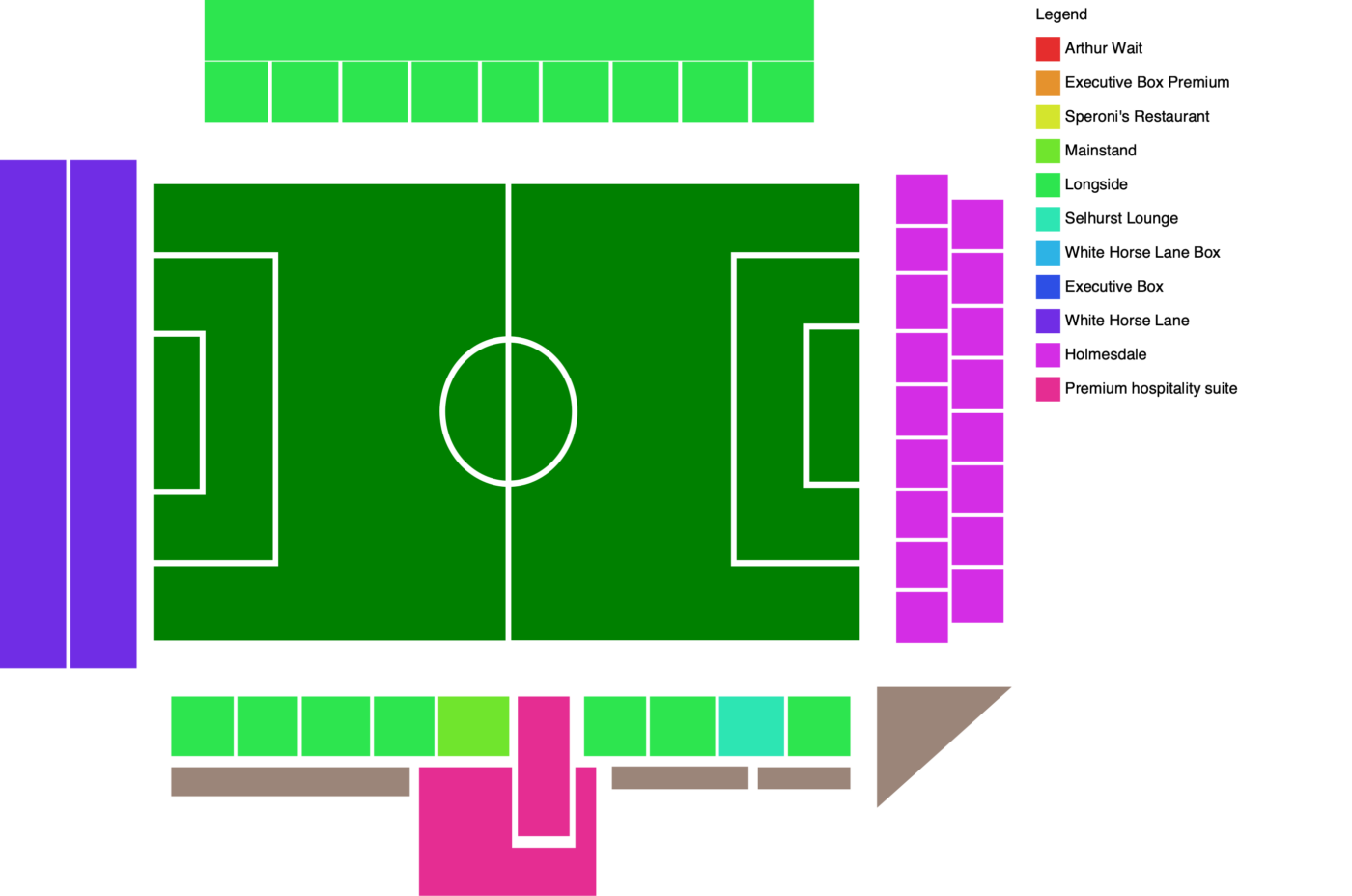 Seating plan of Selhurst Park showing the available categories