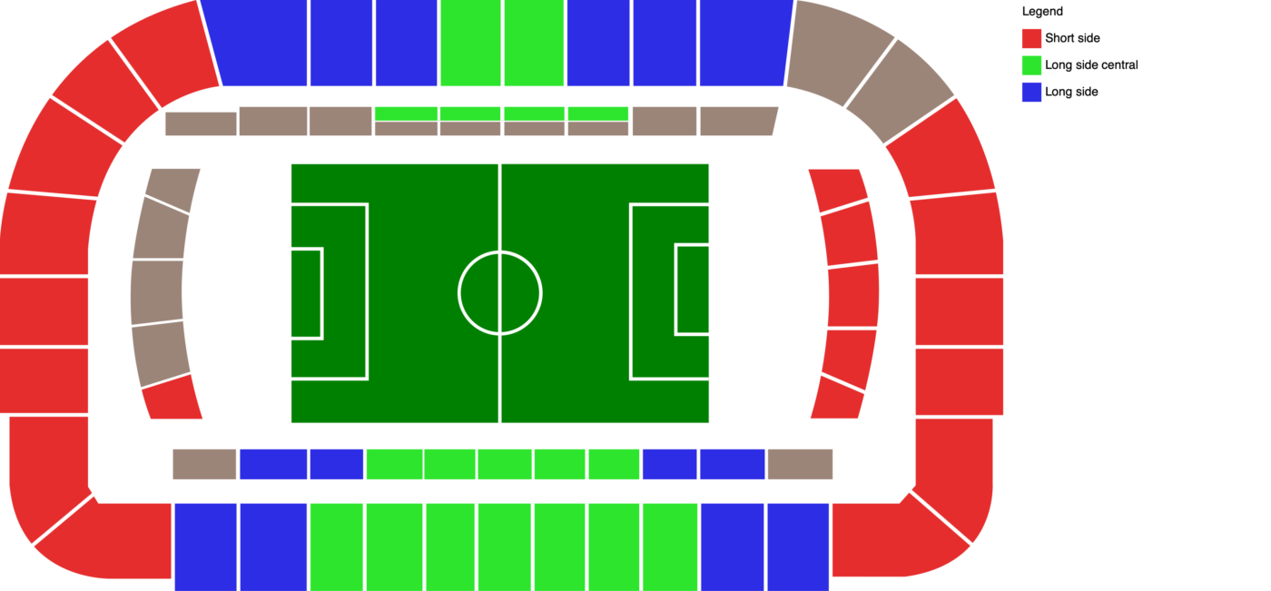 Plano de Stadio Artemio Franchi (Florence) con las categorías disponibles